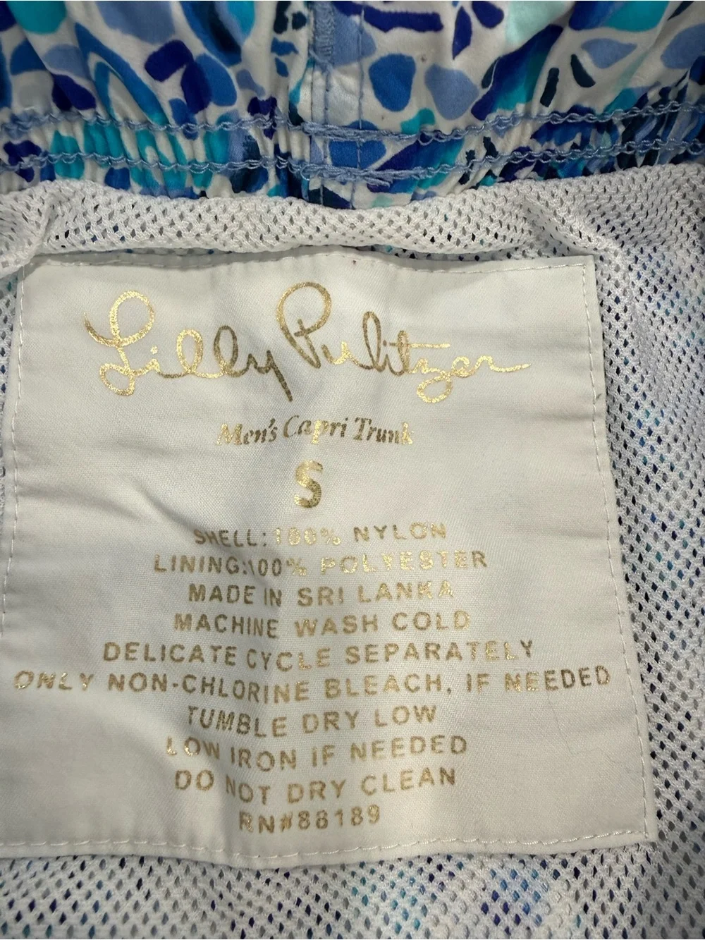 Lilly Pulitzer Blue Multi Swim trunks. Small, excellent condition!